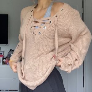 Sadie and sage knit lace up sweater